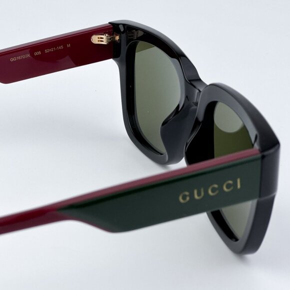 Gucci GG1670SK 005 BRAND NEW Sunglasses Black Red Green Square Unisex - Picture 11 of 12